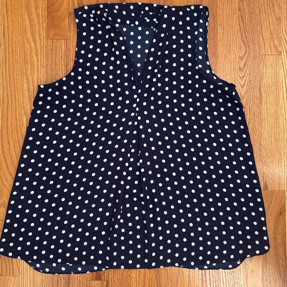 New York & Company Sleeveless Polka Dots Blouse